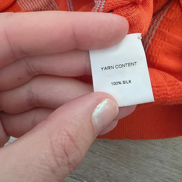 Derek Lam Women's 10 Crosby Orange Silk Layered Cardigan Set sz P Plaid Basic - Picture 4 of 12